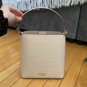 Kate Space Darcy bucket bag in cream snake skin